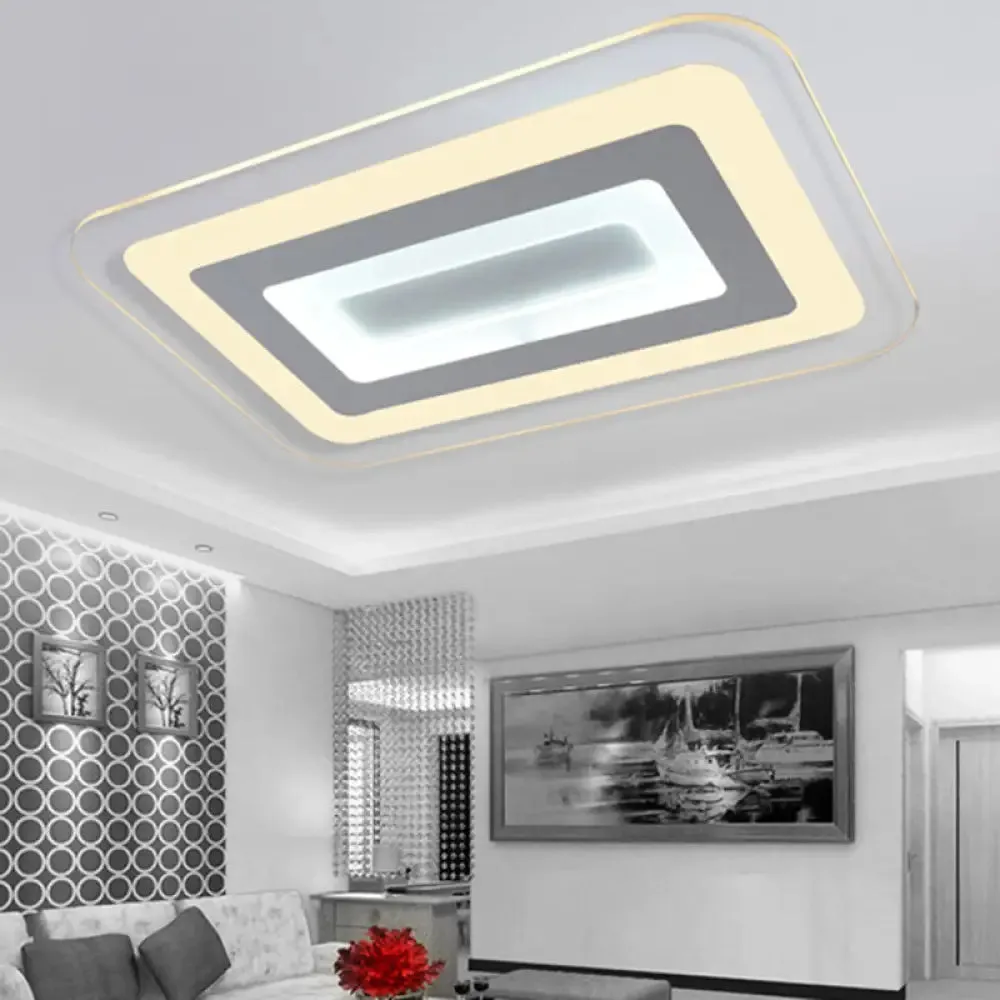 Sleek 23"/31"/47" Thin Acrylic Flush Mount LED Ceiling Lamp in Warm/White Light - White