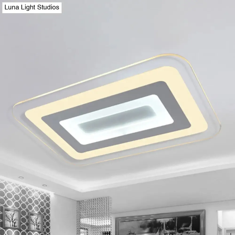 Sleek 23"/31"/47" Thin Acrylic Flush Mount LED Ceiling Lamp in Warm/White Light - White