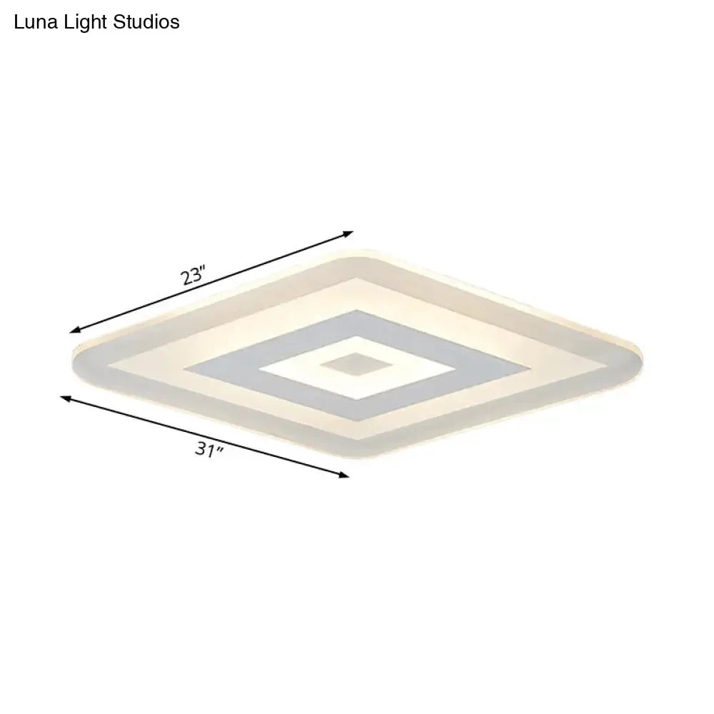 Sleek 23"/31"/47" Thin Acrylic Flush Mount LED Ceiling Lamp in Warm/White Light - White