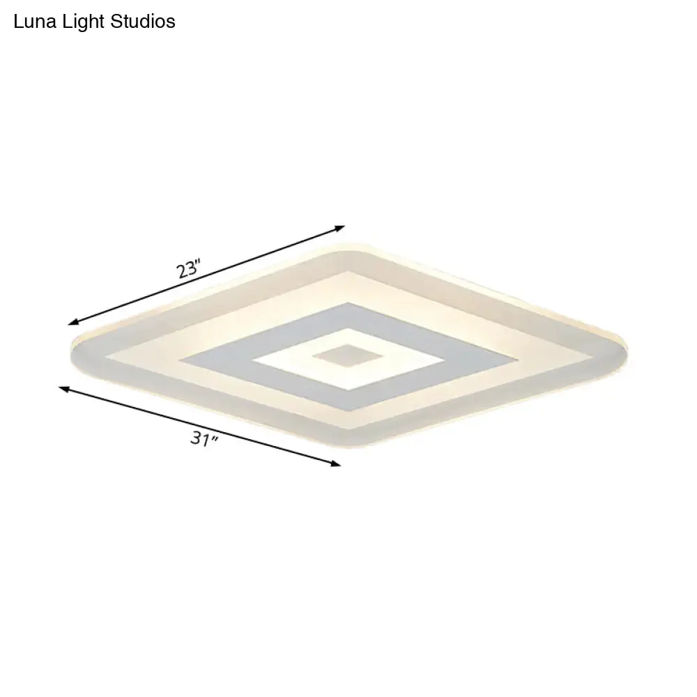 Sleek 23"/31"/47" Thin Acrylic Flush Mount LED Ceiling Lamp in Warm/White Light - White