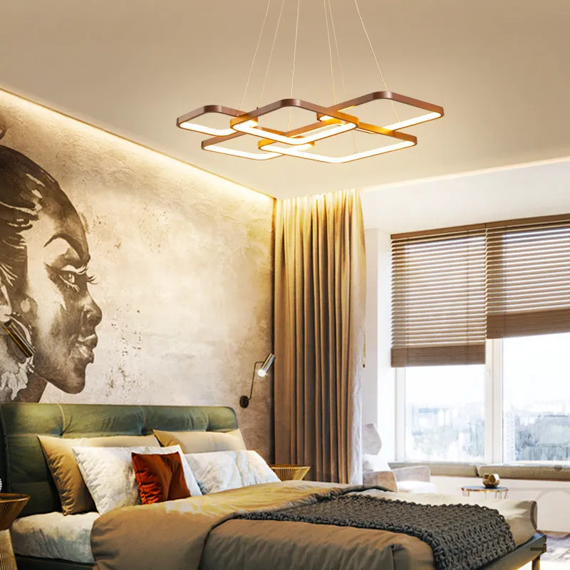 Square Acrylic LED Pendant Light: Minimalist Coffee Chandelier with Warm/White Lighting