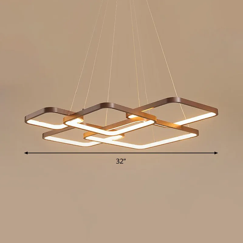 Square Acrylic LED Pendant Light: Minimalist Coffee Chandelier with Warm/White Lighting