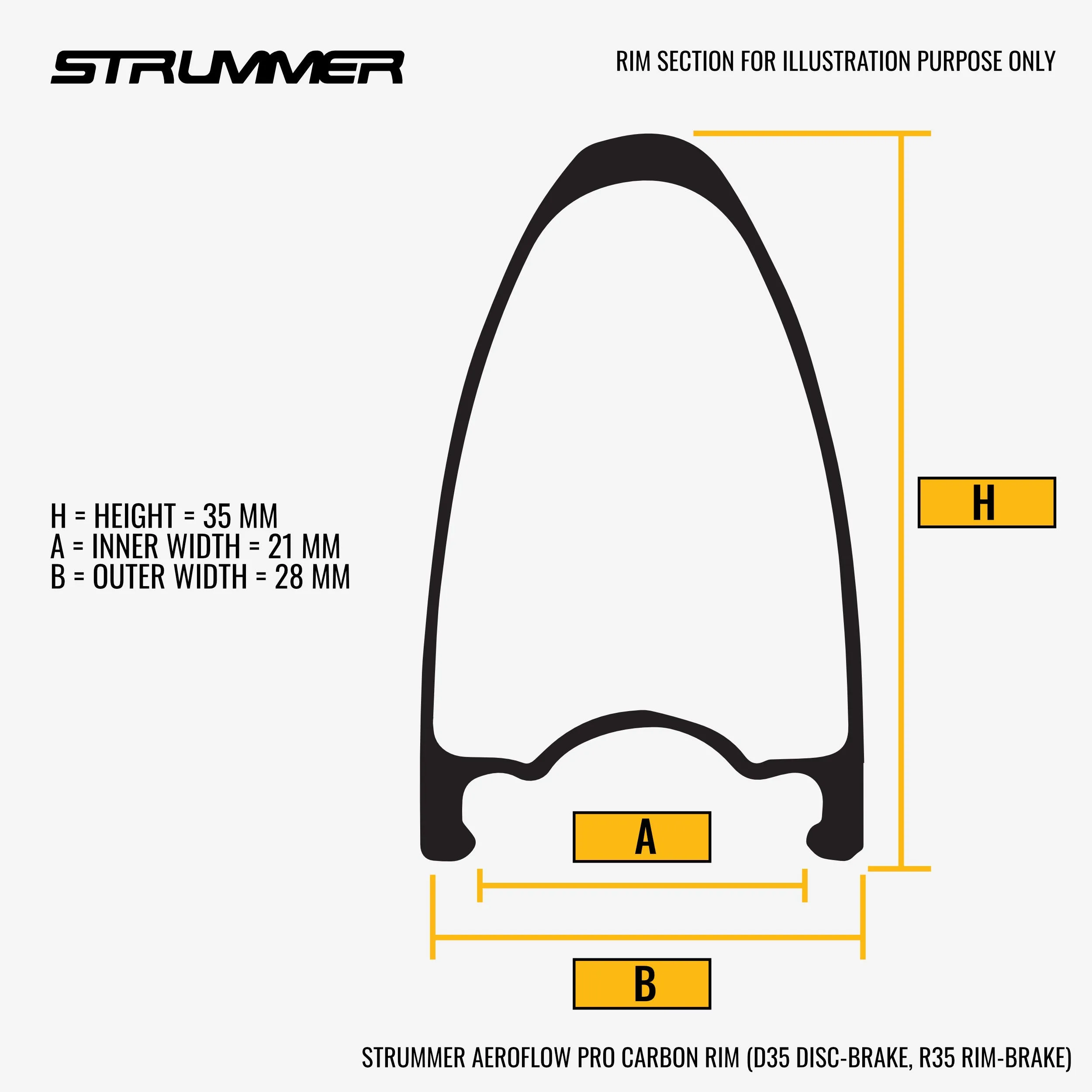 Strummer Aeroflow Pro Carbon 700c Disc-Brake Rim (1 Pcs)