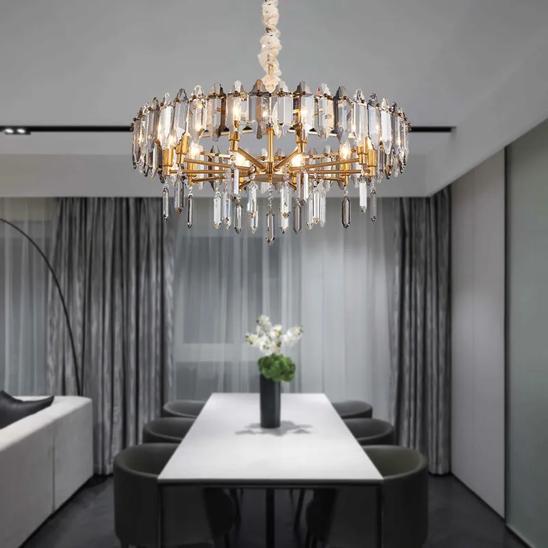 Stylish Circle Crystal Pendant Ceiling Chandelier - Postmodern Gold Finish, 8/10 Heads
