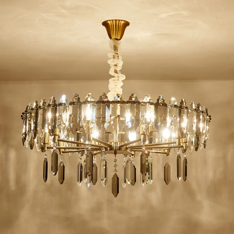 Stylish Circle Crystal Pendant Ceiling Chandelier - Postmodern Gold Finish, 8/10 Heads