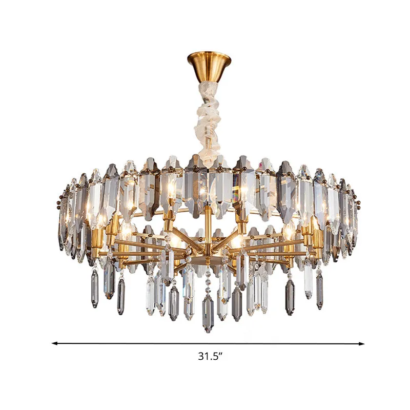 Stylish Circle Crystal Pendant Ceiling Chandelier - Postmodern Gold Finish, 8/10 Heads