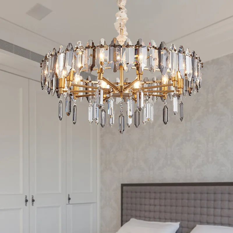 Stylish Circle Crystal Pendant Ceiling Chandelier - Postmodern Gold Finish, 8/10 Heads