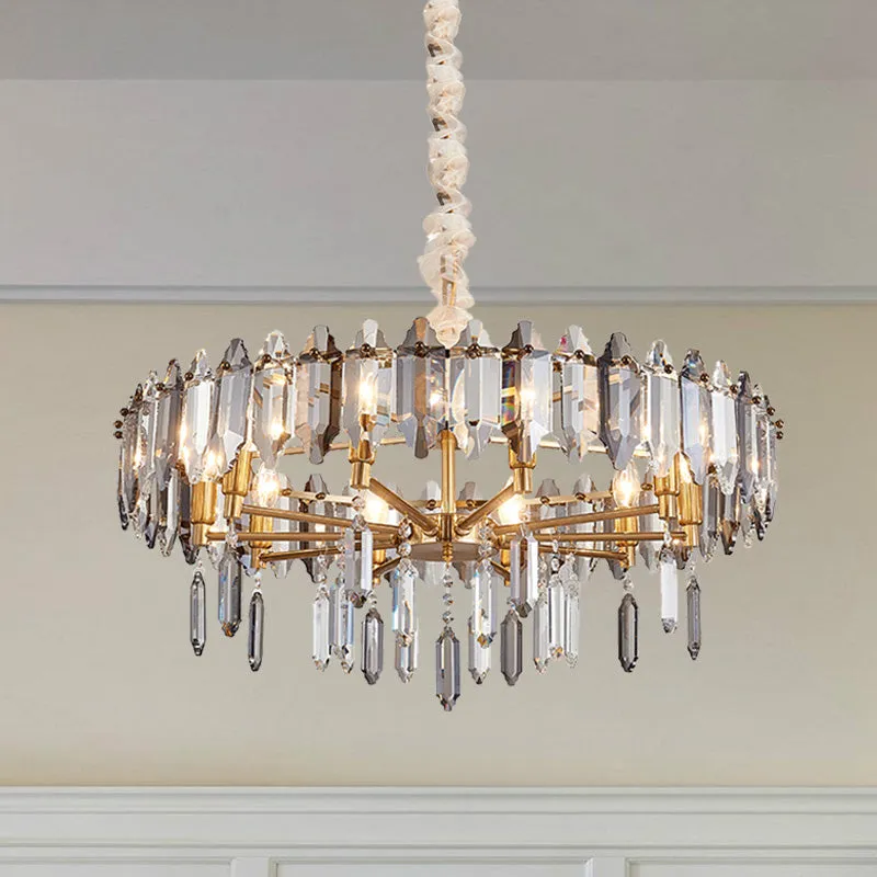 Stylish Circle Crystal Pendant Ceiling Chandelier - Postmodern Gold Finish, 8/10 Heads