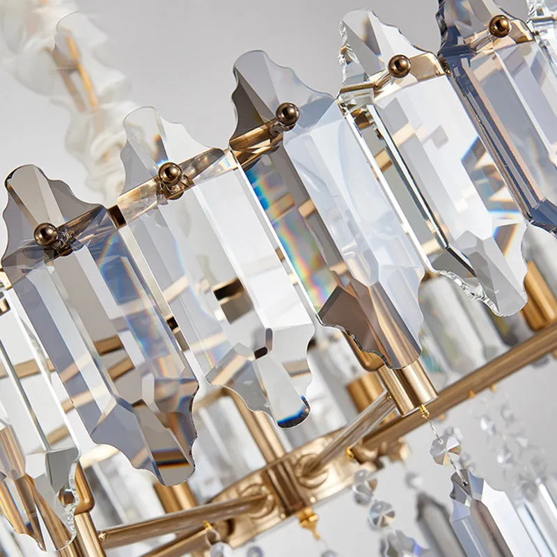 Stylish Circle Crystal Pendant Ceiling Chandelier - Postmodern Gold Finish, 8/10 Heads