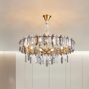 Stylish Circle Crystal Pendant Ceiling Chandelier - Postmodern Gold Finish, 8/10 Heads
