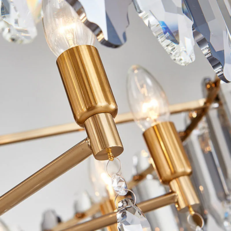 Stylish Circle Crystal Pendant Ceiling Chandelier - Postmodern Gold Finish, 8/10 Heads