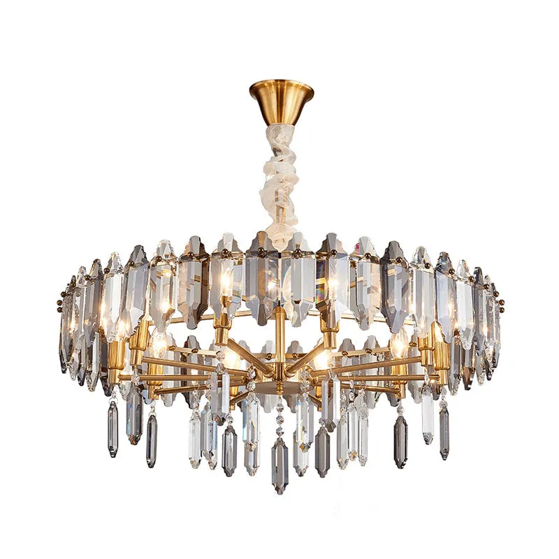 Stylish Circle Crystal Pendant Ceiling Chandelier - Postmodern Gold Finish, 8/10 Heads