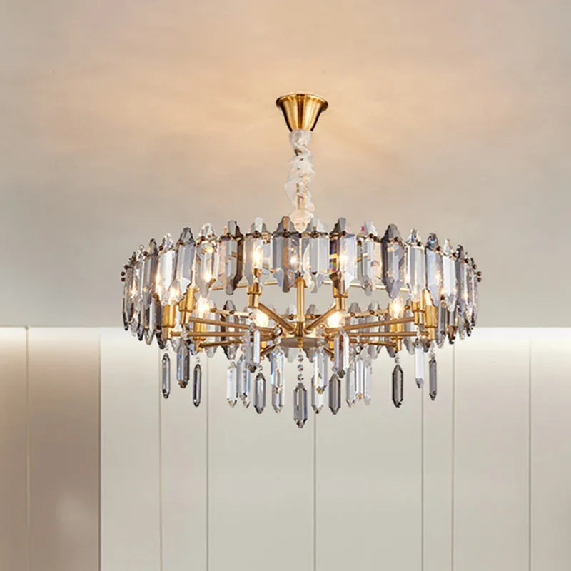 Stylish Circle Crystal Pendant Ceiling Chandelier - Postmodern Gold Finish, 8/10 Heads
