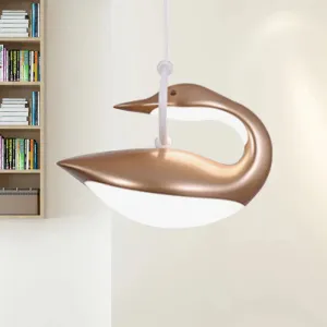 Swan Hanging LED Ceiling Light with Post Modern Acrylic Shade and 3 Light Settings