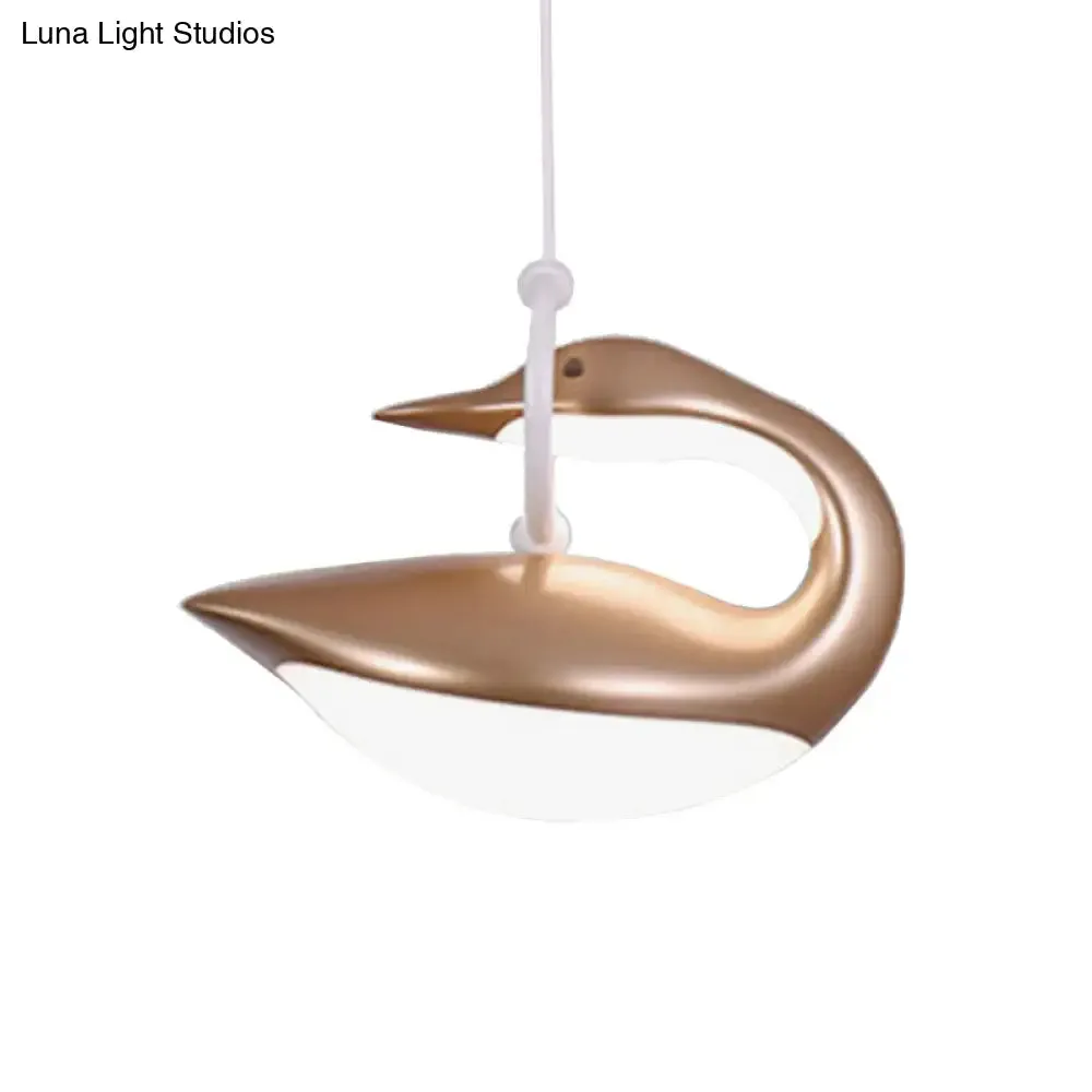 Swan Hanging LED Ceiling Light with Post Modern Acrylic Shade and 3 Light Settings