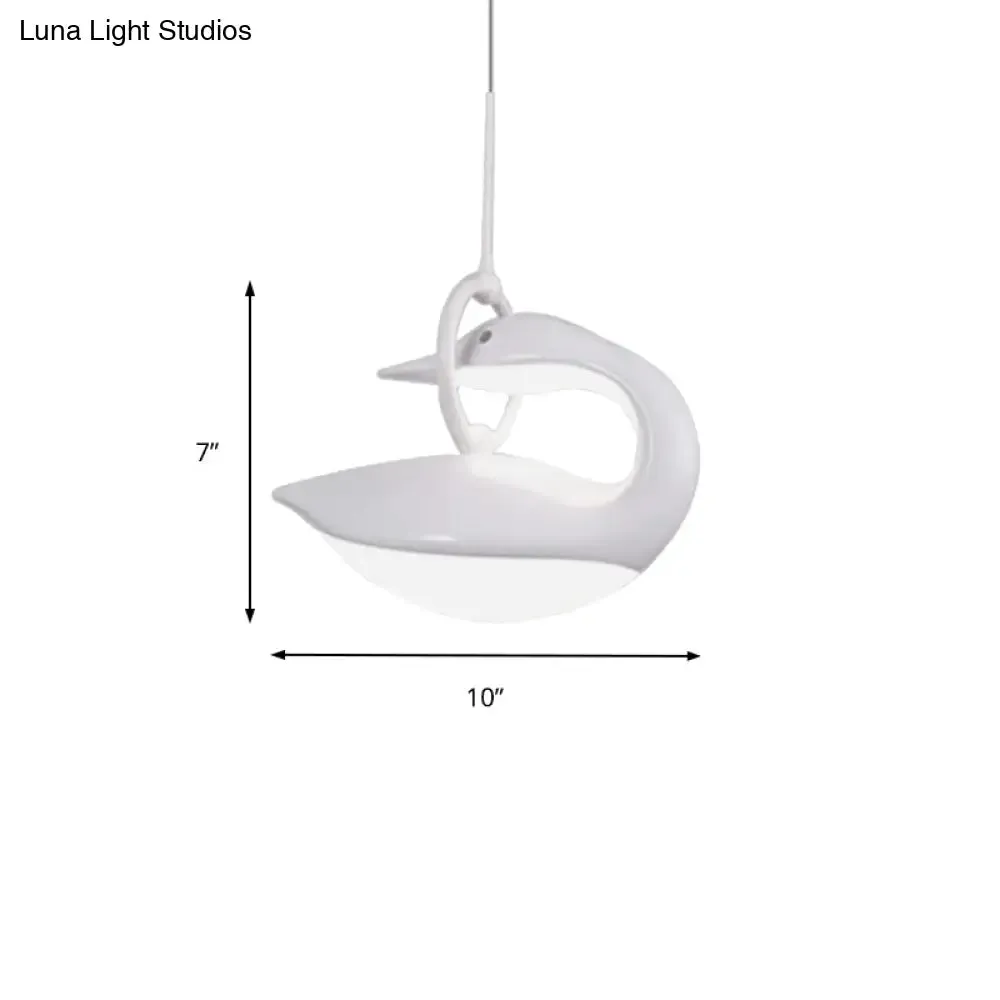 Swan Hanging LED Ceiling Light with Post Modern Acrylic Shade and 3 Light Settings