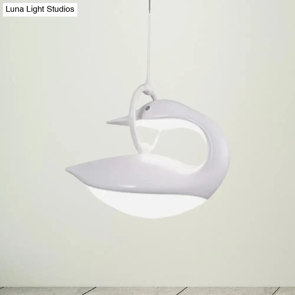 Swan Hanging LED Ceiling Light with Post Modern Acrylic Shade and 3 Light Settings