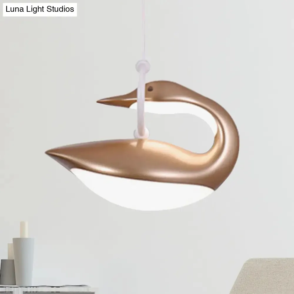 Swan Hanging LED Ceiling Light with Post Modern Acrylic Shade and 3 Light Settings