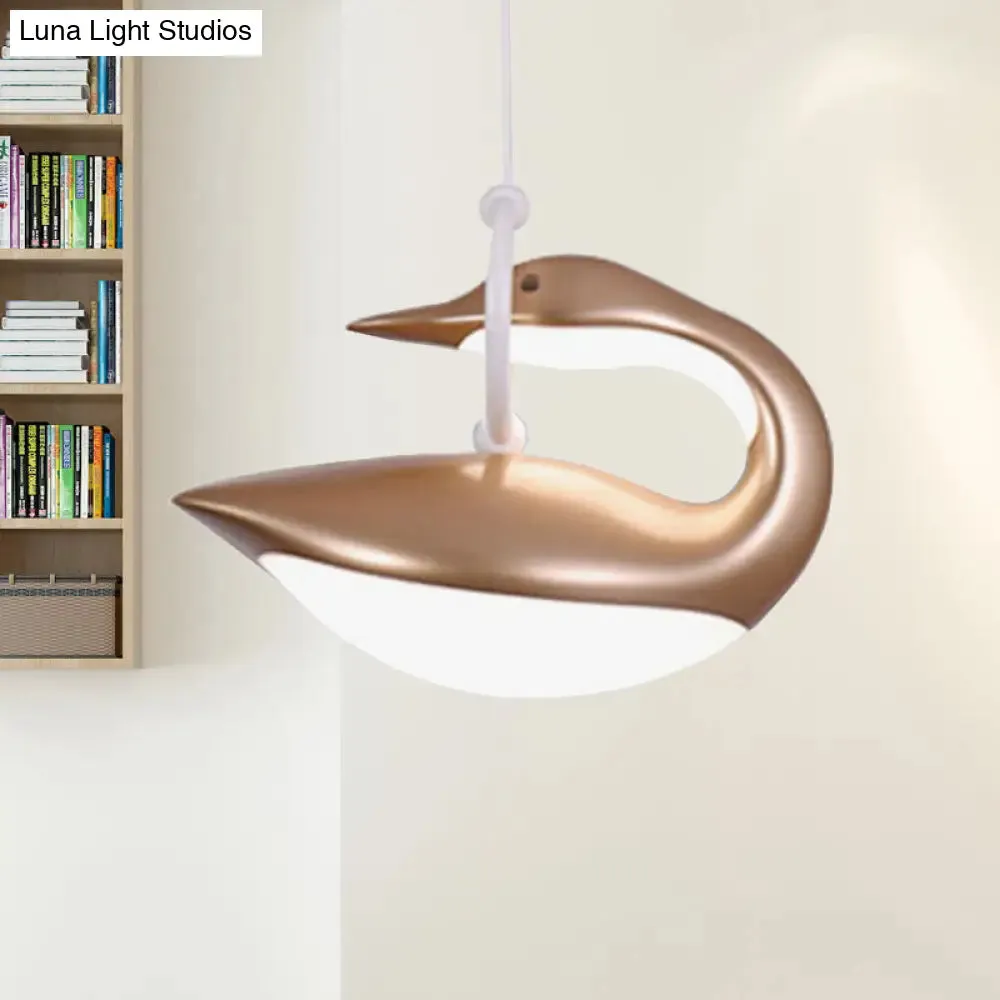 Swan Hanging LED Ceiling Light with Post Modern Acrylic Shade and 3 Light Settings