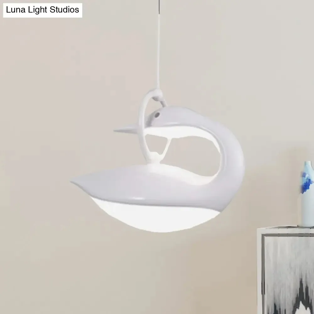 Swan Hanging LED Ceiling Light with Post Modern Acrylic Shade and 3 Light Settings