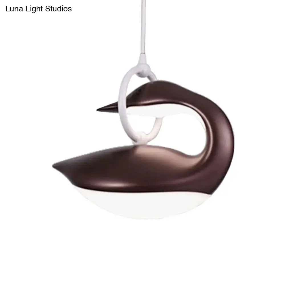 Swan Hanging LED Ceiling Light with Post Modern Acrylic Shade and 3 Light Settings