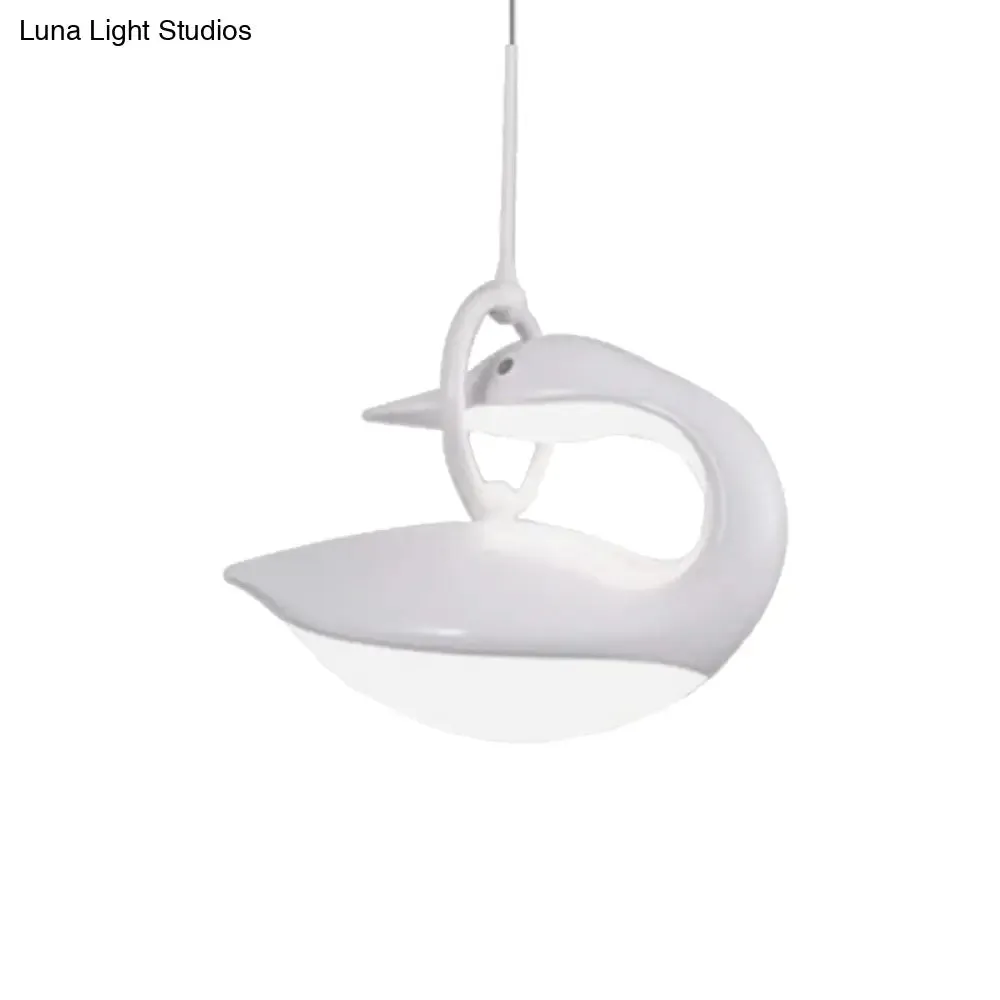 Swan Hanging LED Ceiling Light with Post Modern Acrylic Shade and 3 Light Settings