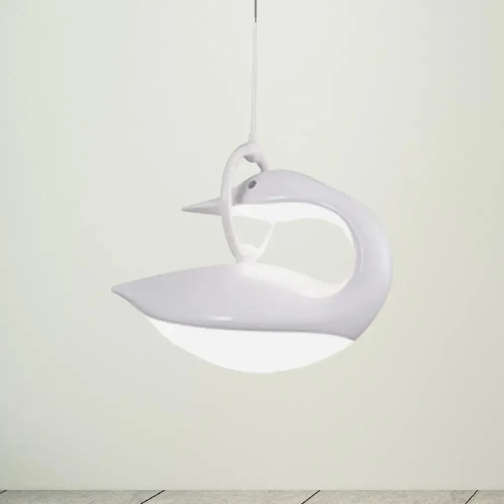 Swan Hanging LED Ceiling Light with Post Modern Acrylic Shade and 3 Light Settings