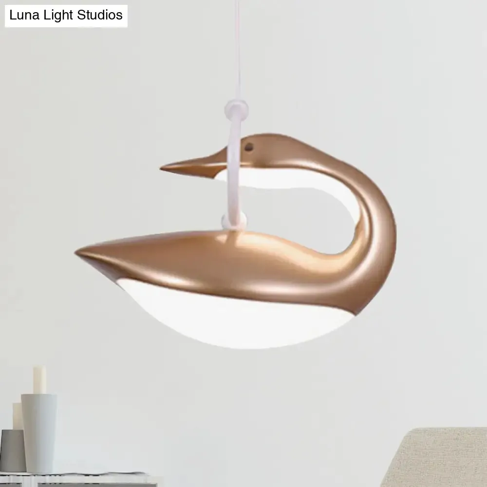 Swan Hanging LED Ceiling Light with Post Modern Acrylic Shade and 3 Light Settings