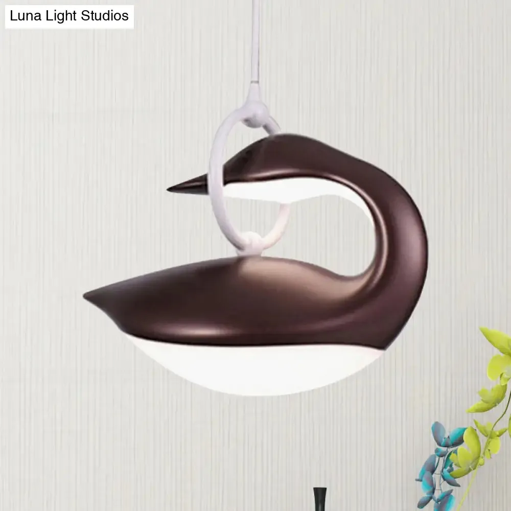 Swan Hanging LED Ceiling Light with Post Modern Acrylic Shade and 3 Light Settings