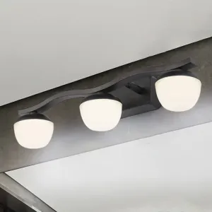 Wave Design Black Acrylic 3-Head Vanity Lamp for Contemporary Bedroom Wall Lighting
