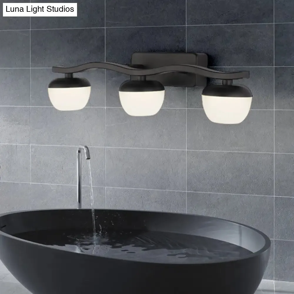 Wave Design Black Acrylic 3-Head Vanity Lamp for Contemporary Bedroom Wall Lighting