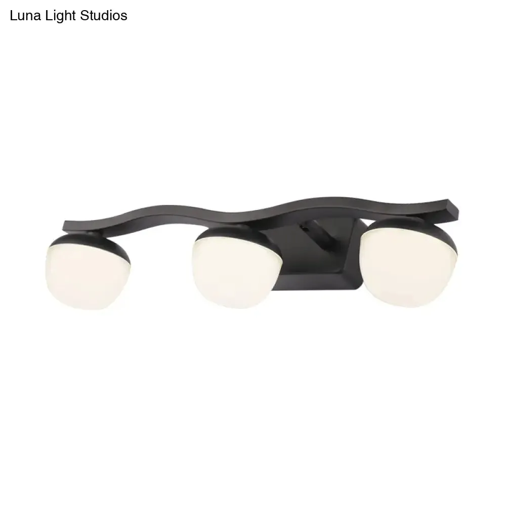 Wave Design Black Acrylic 3-Head Vanity Lamp for Contemporary Bedroom Wall Lighting
